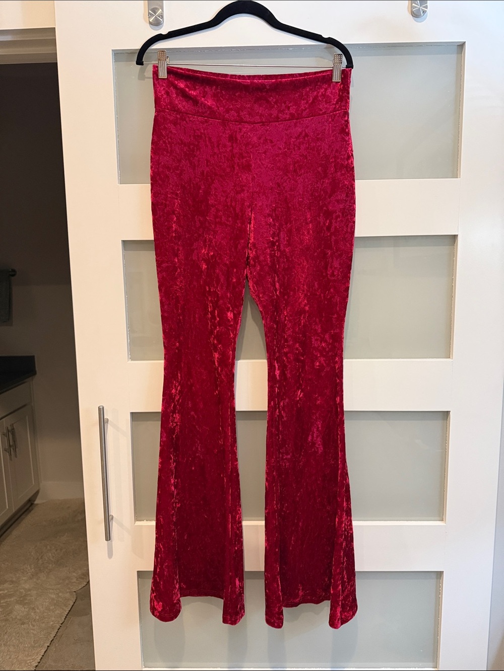 Source Unknown Red Velvet Flare Pants